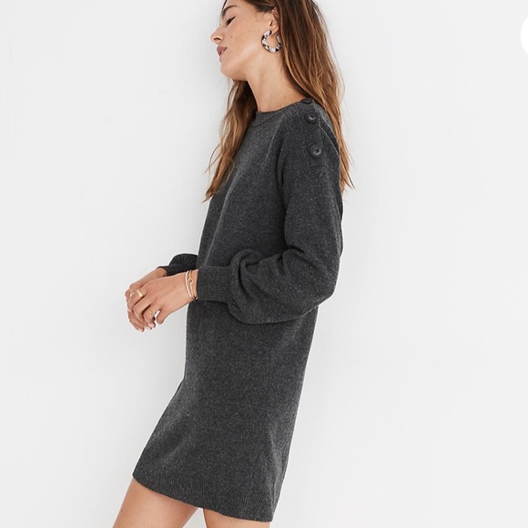 Madewell Dresses & Skirts - NEW Madewell Button Shoulder Sweater Dress